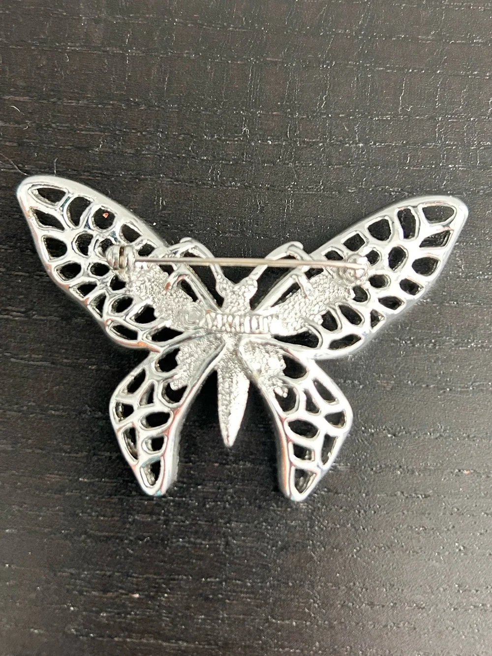 Silver Tone Butterfly Brooch Pin Openwork Filigree Statement Jewelry Vintage!